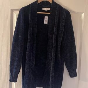 LOFT Chenille Navy Cardigan Sz S , never worn